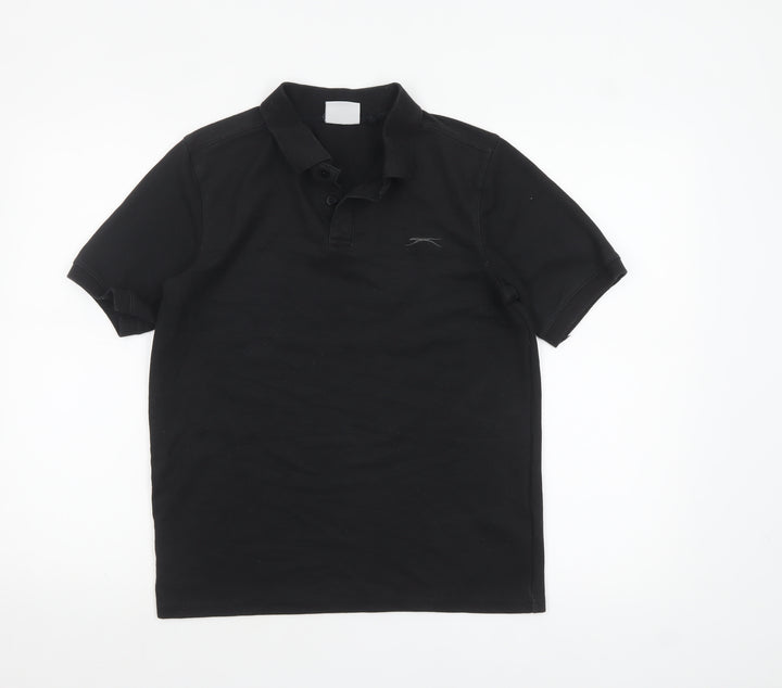 Slazenger Men's Black Short Sleeve Polo Shirt Size S Regular Fit
