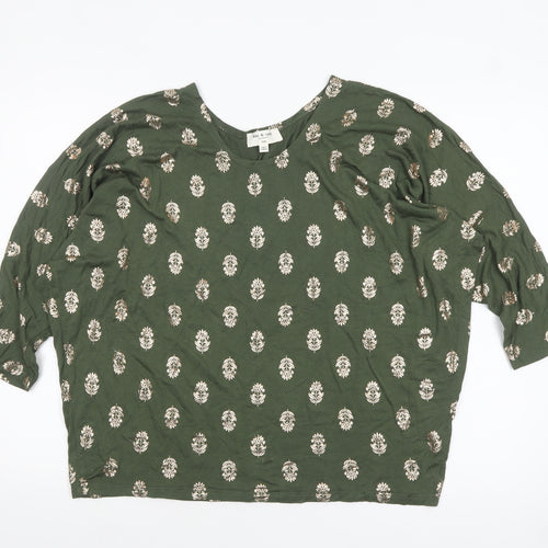 Kim & Cami Women’s Green Floral Relaxed Pullover Jumper Size L