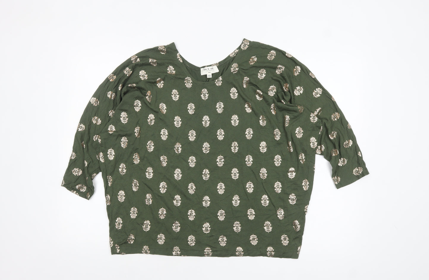 Kim & Cami Women’s Green Floral Relaxed Pullover Jumper Size L