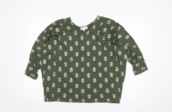 Kim & Cami Women’s Green Floral Relaxed Pullover Jumper Size L
