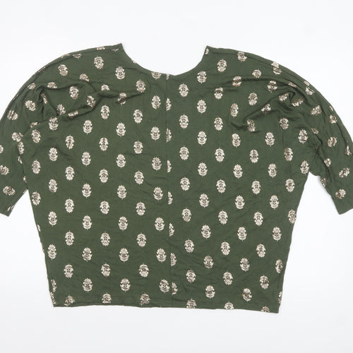 Kim & Cami Women’s Green Floral Relaxed Pullover Jumper Size L