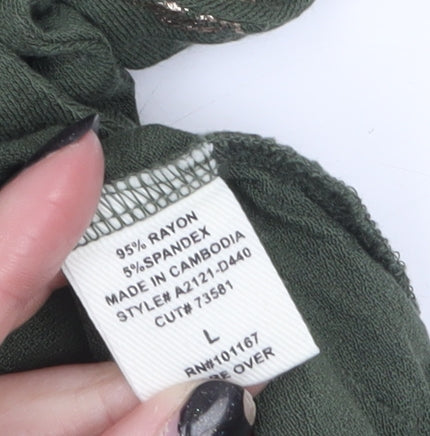 Kim & Cami Women’s Green Floral Relaxed Pullover Jumper Size L