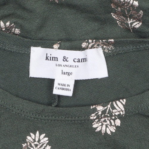 Kim & Cami Women’s Green Floral Relaxed Pullover Jumper Size L
