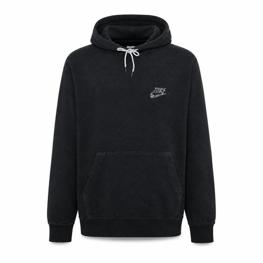 Front view of Nike Men's Black Pullover Hoodie Small Logo Fleece Sweatshirt