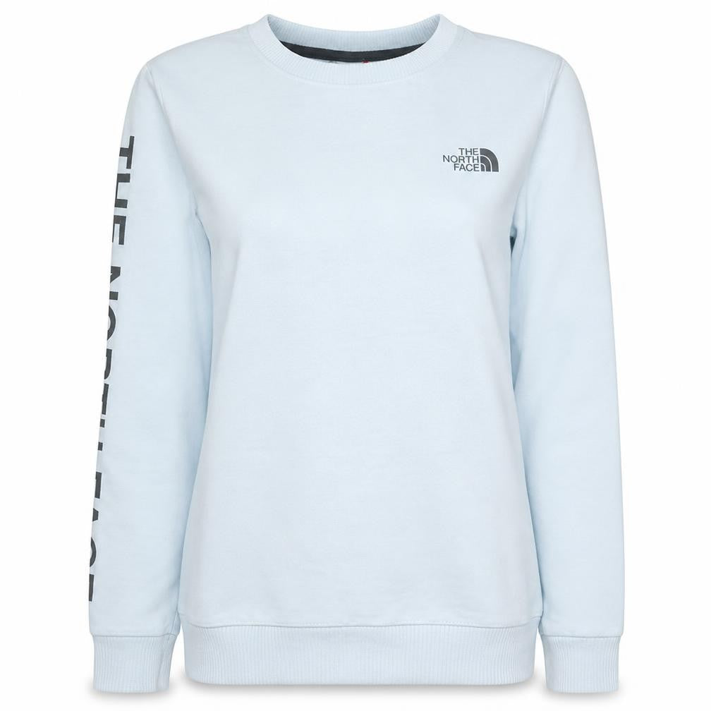 Front view of The North Face women’s white crew neck pullover sweatshirt s