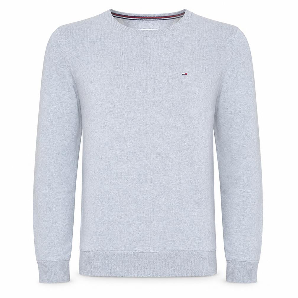 Front view of Tommy Hilfiger Denim Men's Grey Crew Neck Sweatshirt, size S