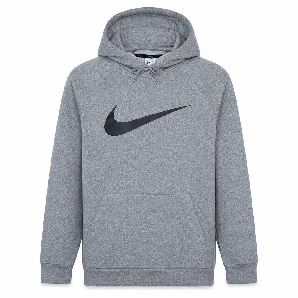 Front view of Nike Men’s Grey Dri-Fit Pullover Hoodie M Regular Fit Sportswear