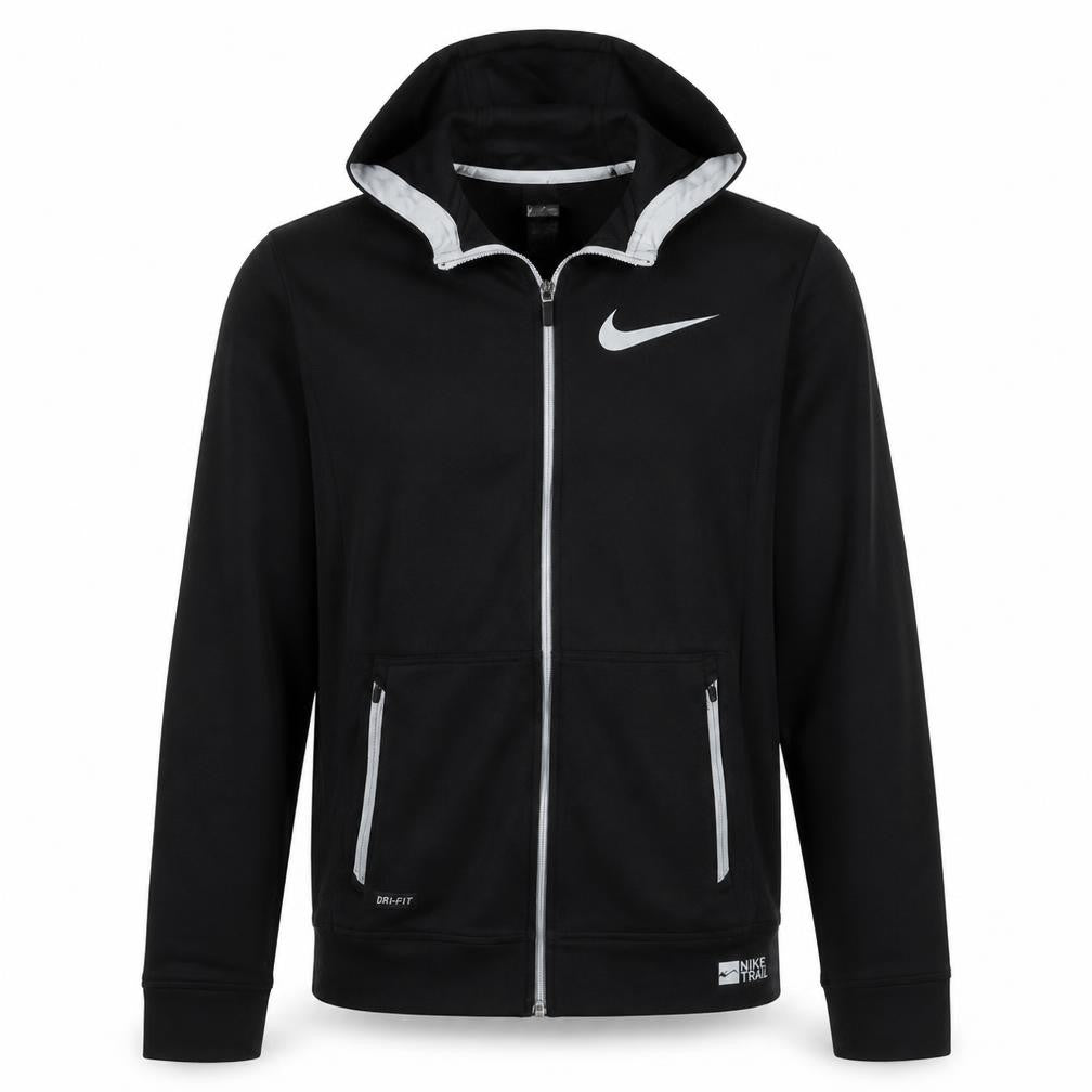 Front view of Nike Men's Black Small Full Zip Hoodie Sweatshirt Training Top