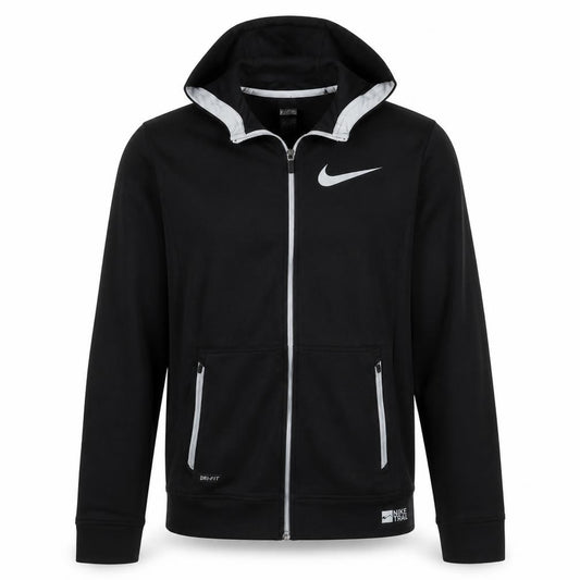 Front view of Nike Men's Black Small Full Zip Hoodie Sweatshirt Training Top