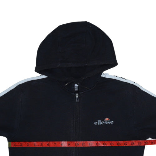Ellesse Men's Black XS Full Zip Hoodie with Logo Tape Detail