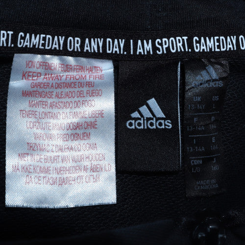 Adidas Boys Black Full Zip Hoodie Size 13-14 Years with White Stripes