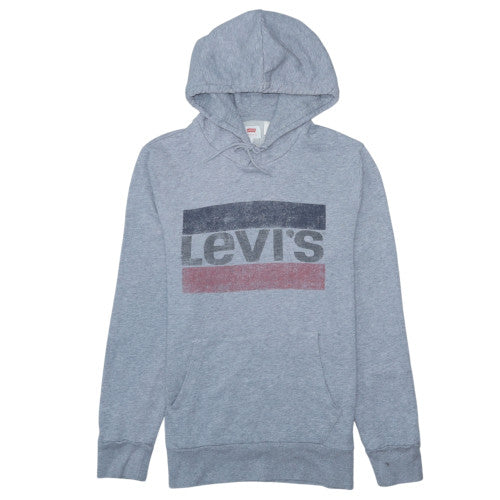 Levi's Mens Grey Pullover Hoodie Size S Logo Graphic Fleece