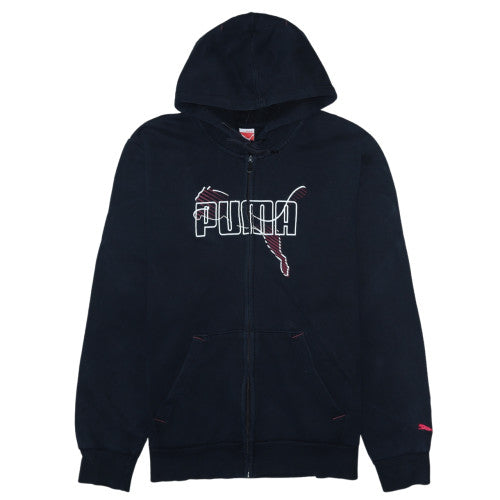 Puma Men's Black Full Zip Hoodie L Graphic Logo Sportswear