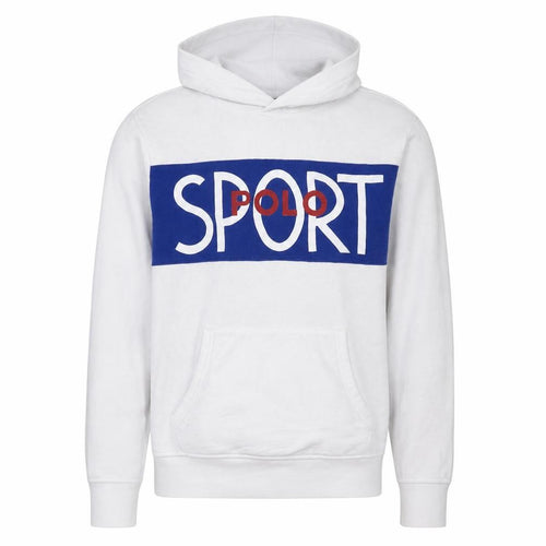 Polo Ralph Lauren Men's White Pullover Hoodie Medium Graphic Sport Logo