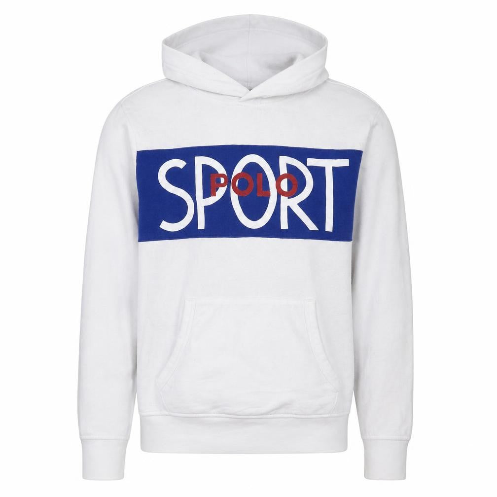 Polo Ralph Lauren Men's White Pullover Hoodie Medium Graphic Sport Logo