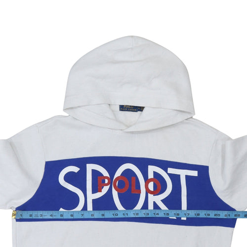 Polo Ralph Lauren Men's White Pullover Hoodie Medium Graphic Sport Logo