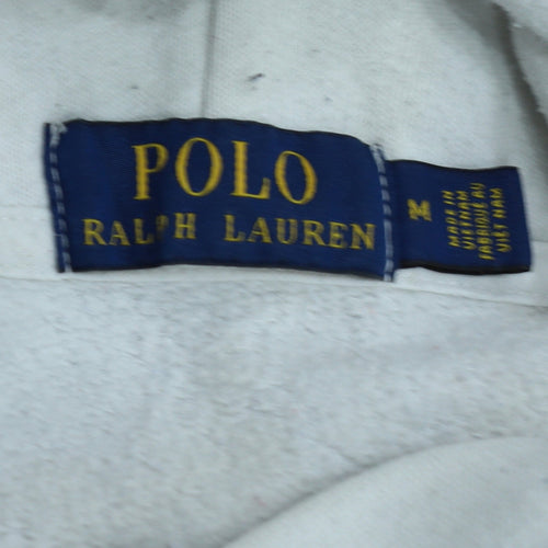 Polo Ralph Lauren Men's White Pullover Hoodie Medium Graphic Sport Logo
