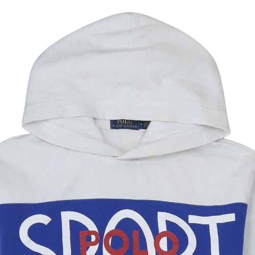 Polo Ralph Lauren Men's White Pullover Hoodie Medium Graphic Sport Logo