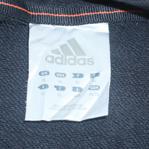 Adidas Men's Black XL Pullover Hoodie with Logo and Kangaroo Pocket