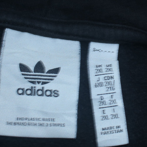 Adidas Men Black 2XL Pullover Hoodie Fleece Logo Sportswear