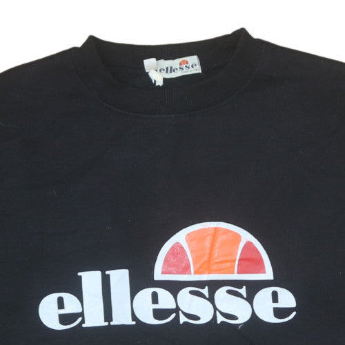 Ellesse Mens Black Small Retro Logo Pullover Sweatshirt