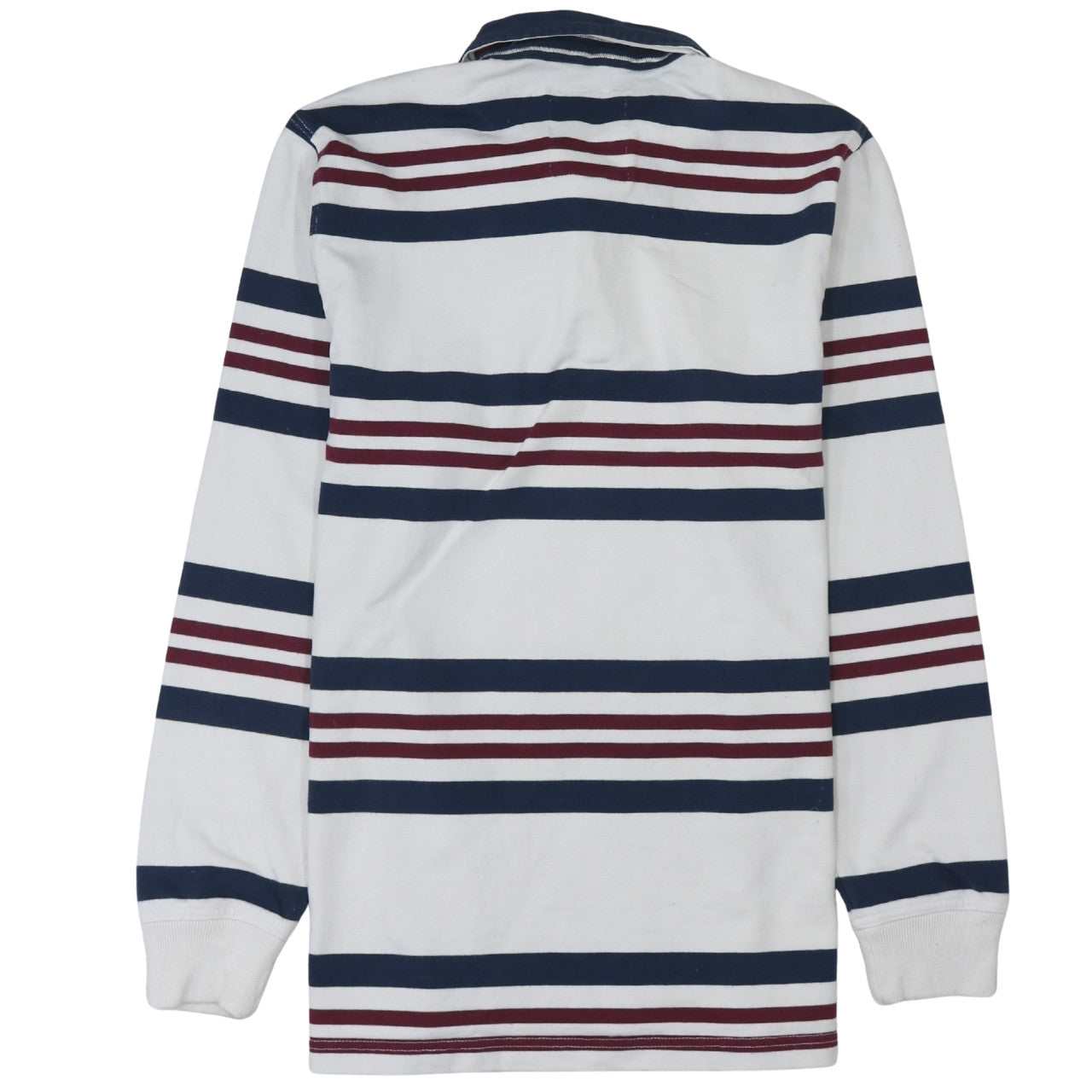 Paul Costelloe Men White Striped Collared Long Sleeve Rugby Sweatshirt L