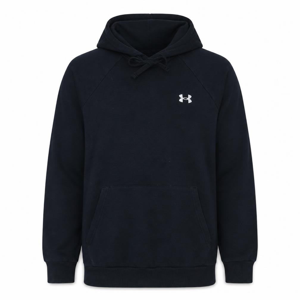 Front view of Under Armour Men's Black Small Pullover Hoodie Fleece Sweatshirt