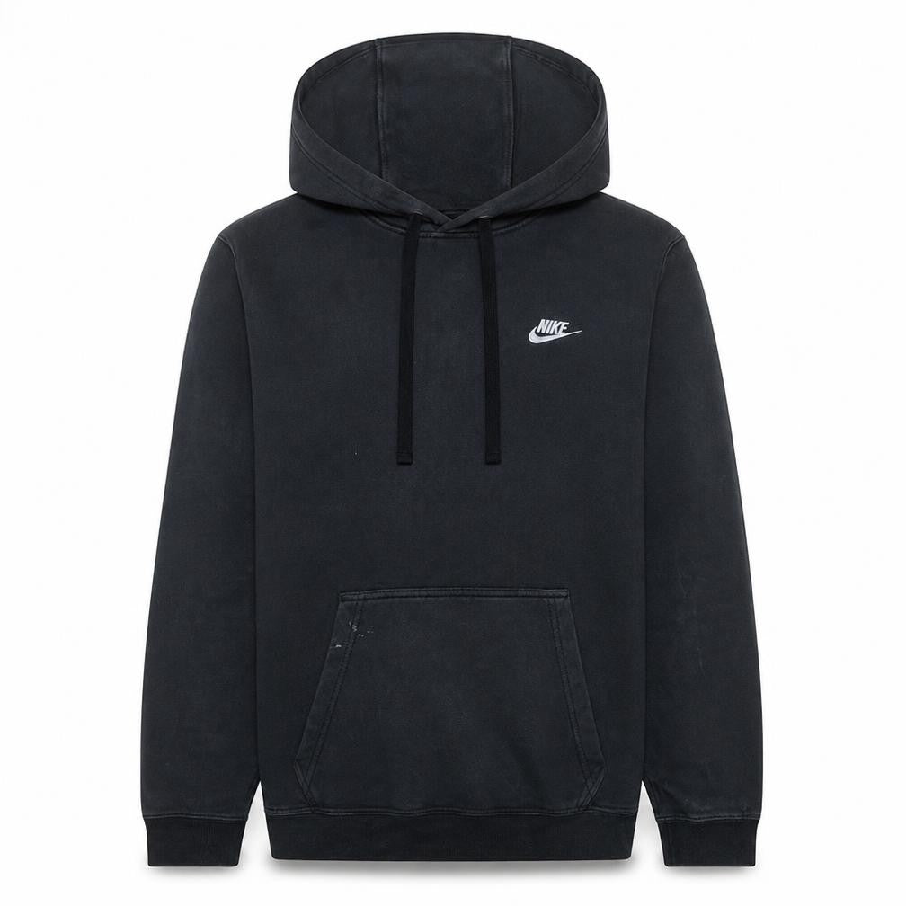 Front view of Nike Men's Black Pullover Hoodie M Regular Fit Fleece Sweatshirt
