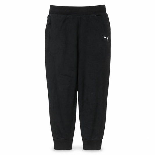 Front view of Puma Men's Black Jogger Sweatpants, size S, Elastic Waist Tapered Fit