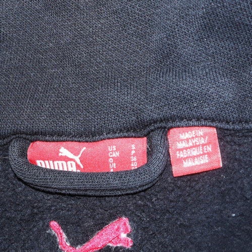 Puma Women Black Full Zip Sweatshirt Small Embroidered Logo