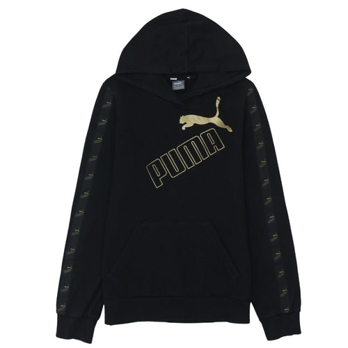 Puma Men's Black XS Pullover Hoodie with Gold Logo