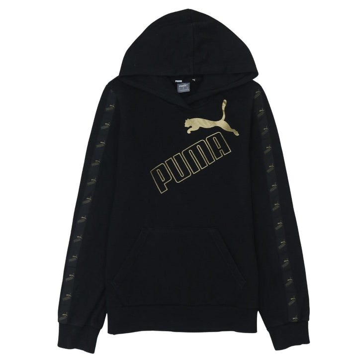 Puma Men's Black XS Pullover Hoodie with Gold Logo