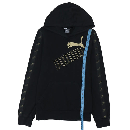 Puma Men's Black XS Pullover Hoodie with Gold Logo