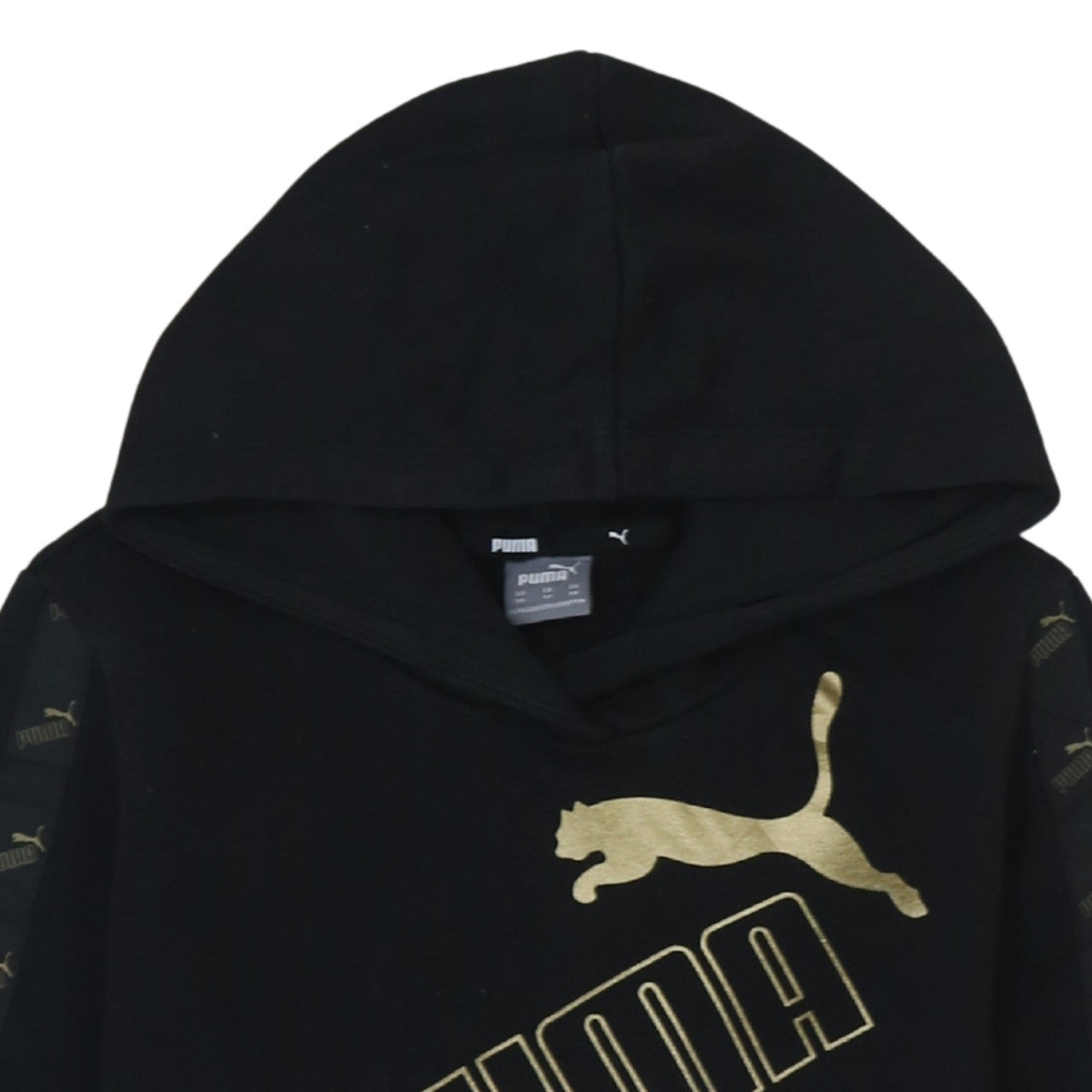Puma Men's Black XS Pullover Hoodie with Gold Logo