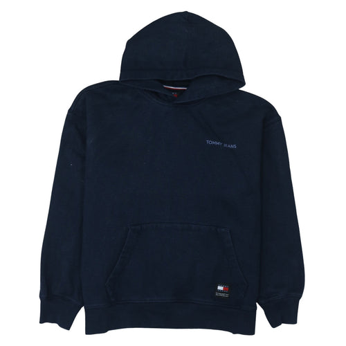 Tommy Jeans Men's Blue Pullover Hoodie Size M Logo Cotton Sweatshirt