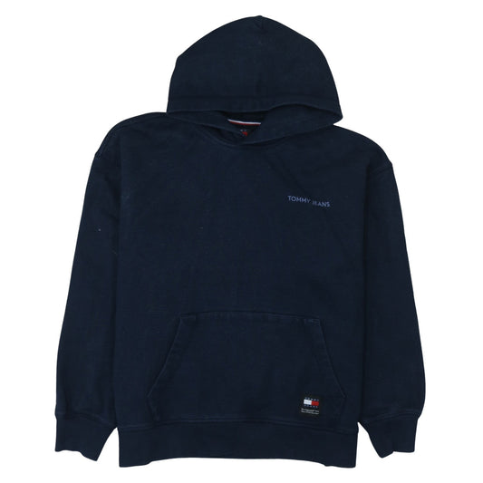 Tommy Jeans Men's Blue Pullover Hoodie Size M Logo Cotton Sweatshirt