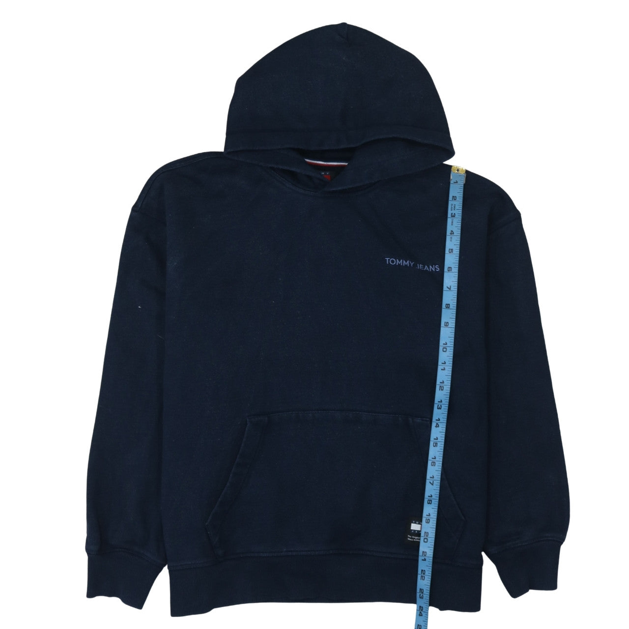 Tommy Jeans Men's Blue Pullover Hoodie Size M Logo Cotton Sweatshirt
