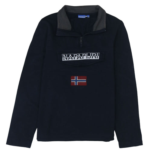 Napapijri Men's Blue 1/4 Zip Pullover Sweatshirt S