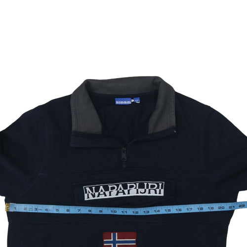 Napapijri Men's Blue 1/4 Zip Pullover Sweatshirt S