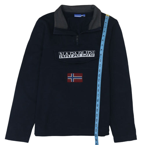 Napapijri Men's Blue 1/4 Zip Pullover Sweatshirt S