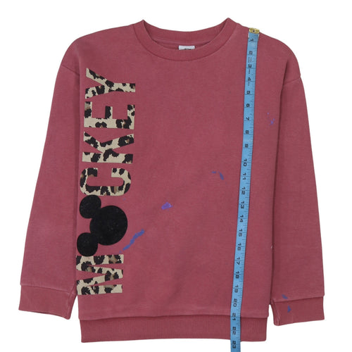 Disney Mickey & Friends Girls Pink Leopard Print Sweatshirt 9-10Y
