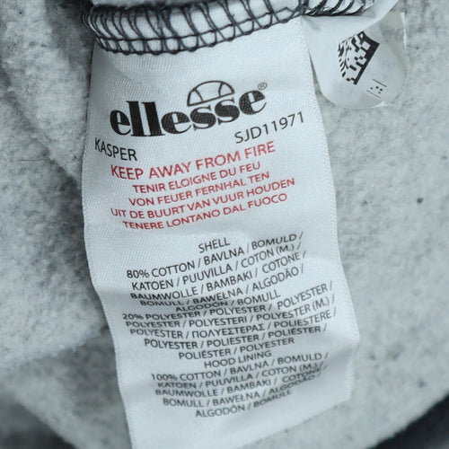 Ellesse Men's Grey Pullover Hoodie Size S Embroidered Logo