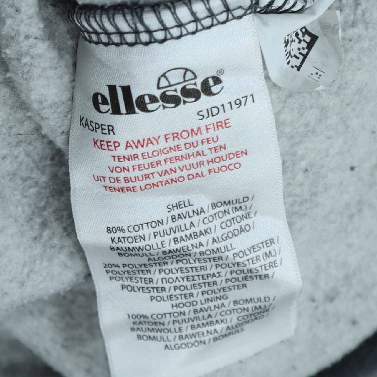 Ellesse Men's Grey Pullover Hoodie Size S Embroidered Logo