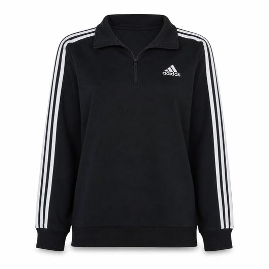 Front view of Adidas Women's Black 1/2 Zip Pullover Sweatshirt, size 12-14
