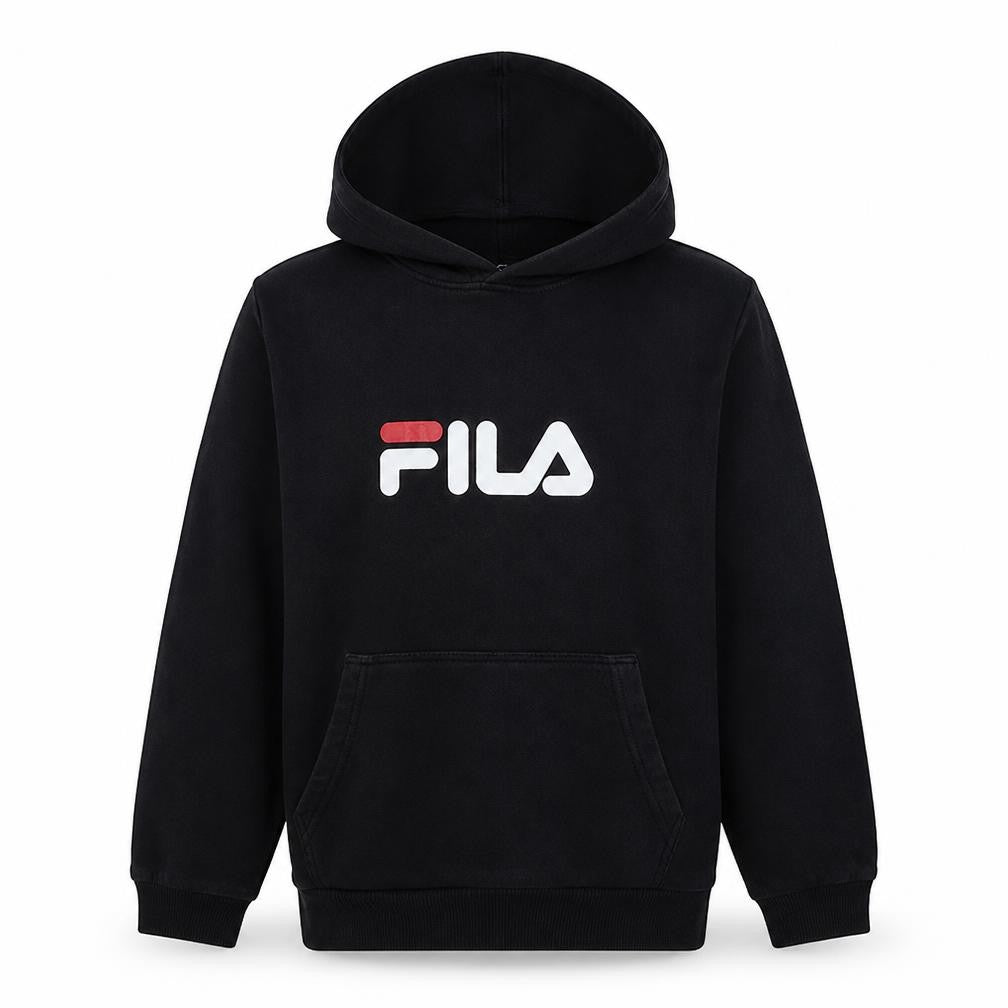 Fila Boys Black Pullover Hoodie 15-16 Years Graphic Print Cotton Blend