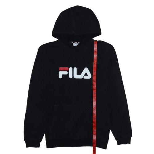 Fila Boys Black Pullover Hoodie 15-16 Years Graphic Print Cotton Blend