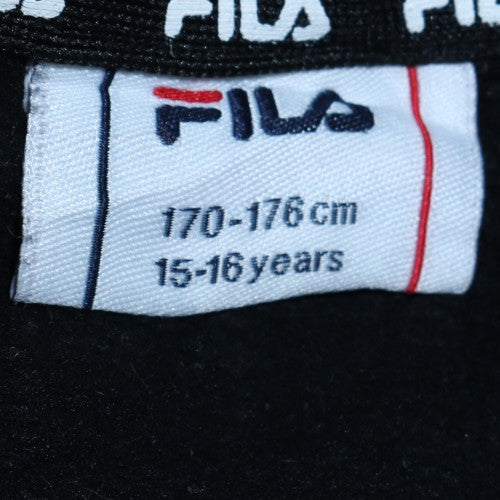 Fila Boys Black Pullover Hoodie 15-16 Years Graphic Print Cotton Blend