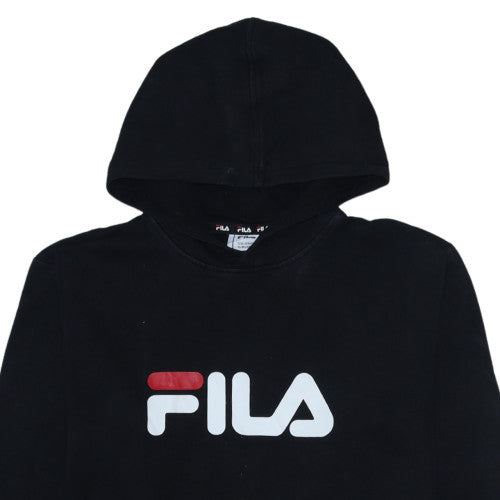 Fila Boys Black Pullover Hoodie 15-16 Years Graphic Print Cotton Blend
