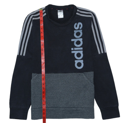 Adidas Mens Black M Pullover Sweatshirt Crew Neck Logo Fleece