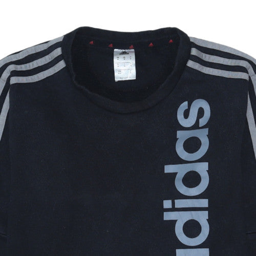 Adidas Mens Black M Pullover Sweatshirt Crew Neck Logo Fleece
